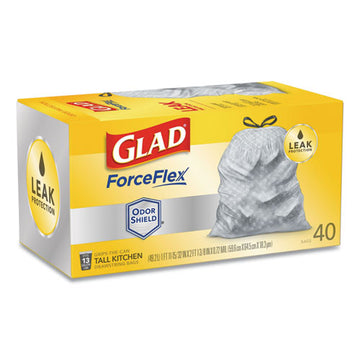 Glad® Tall Kitchen Drawstring Trash Bags, 13 Gal, 0.72 Mil, 23.75" X 24.88", White, 240-carton freeshipping - TVN Wholesale